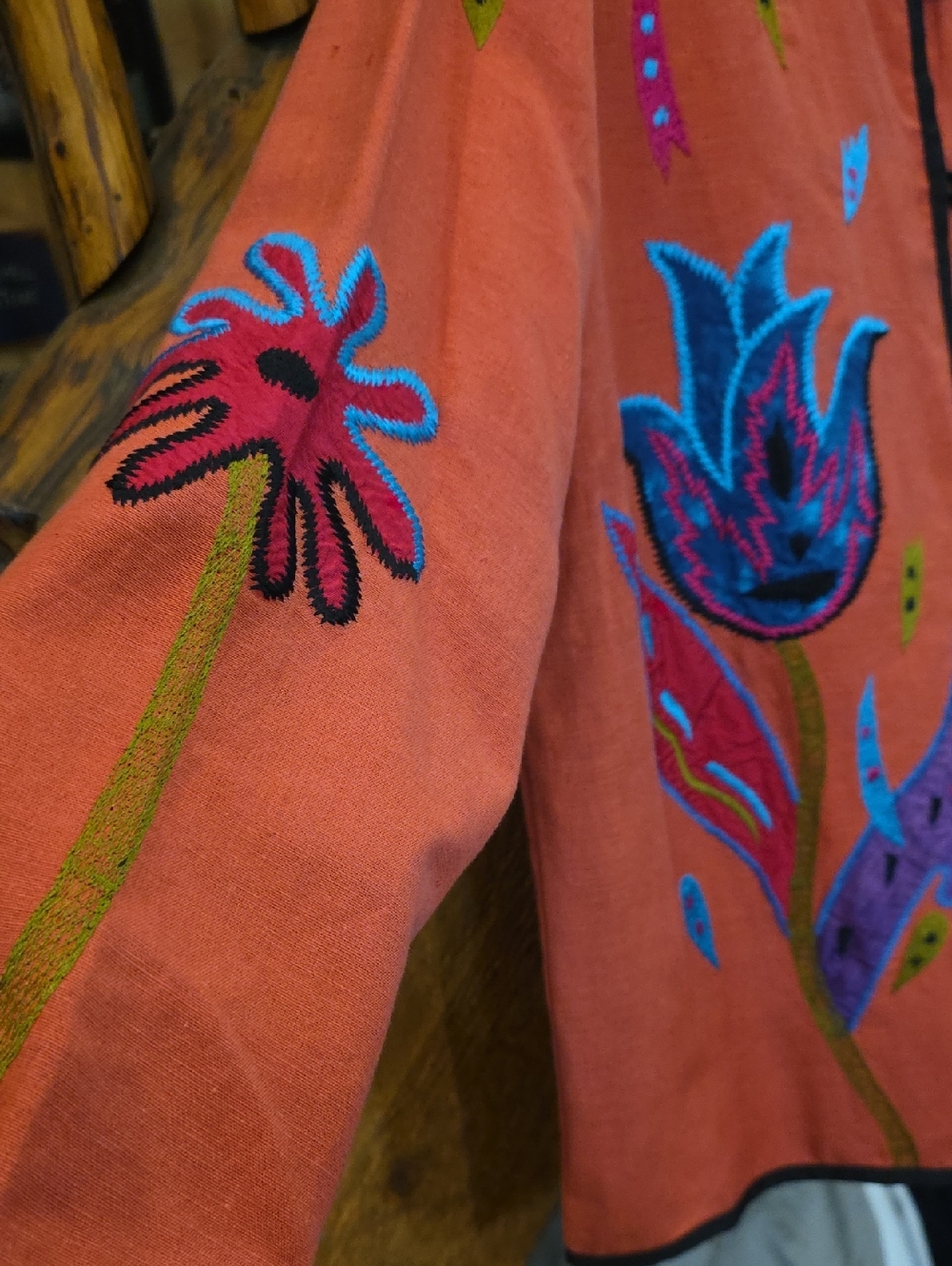 Alex Kim Coral Embroidered Floral Jacket - Coral - Picture 2 of 5